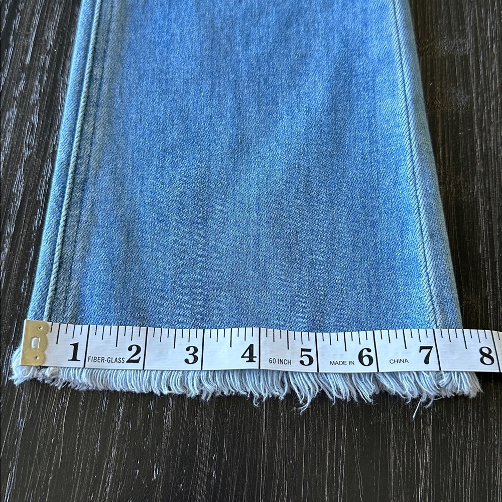 PAIGE Colette Anthropologie Blue Mid-Rise Raw Hem Denim Capri Jeans, Size 28 - Picture 4 of 14